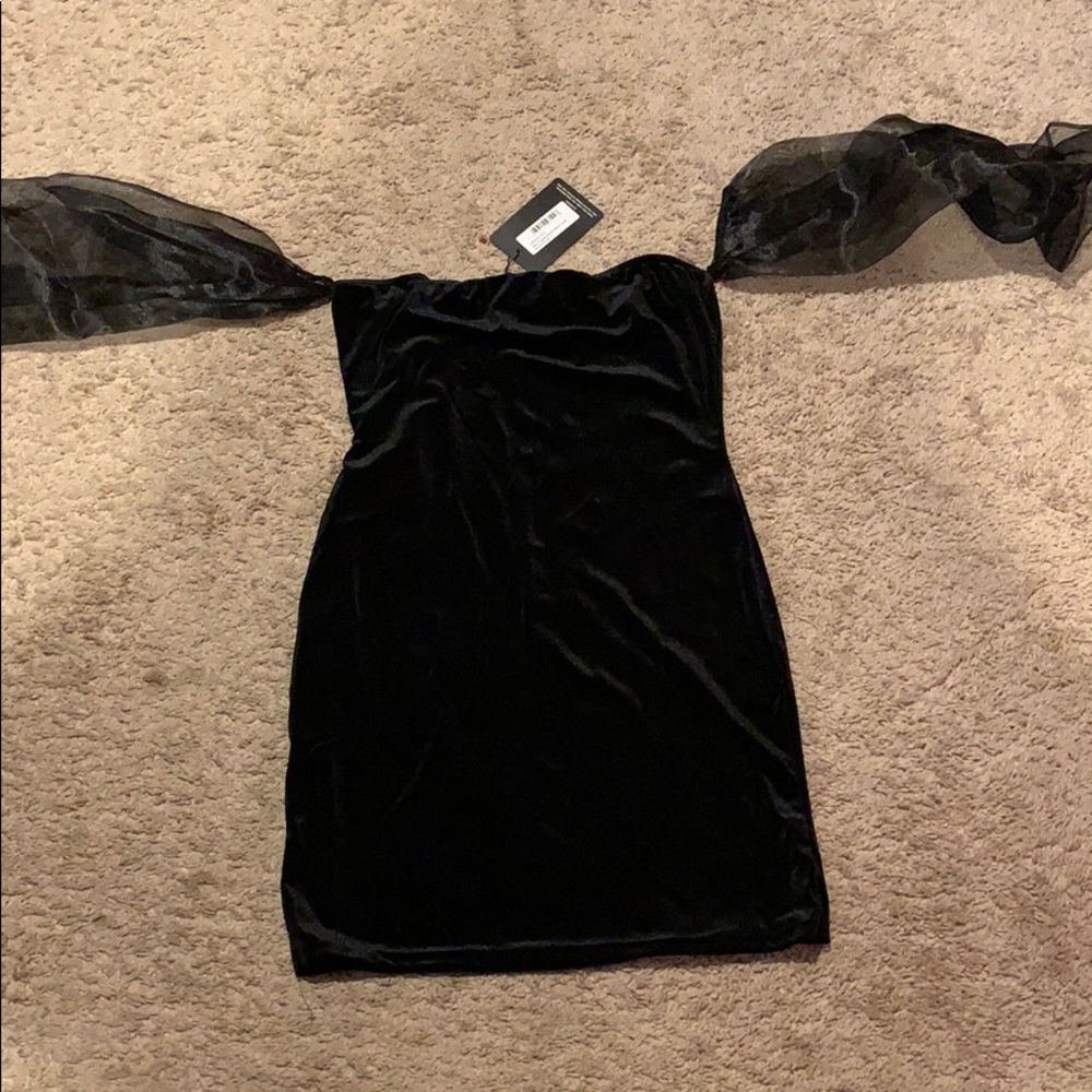 Velour Bardot Sleeve Dress